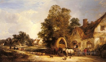  rural Painting - The Half Way House Thatcham rural scenes William Shayer Snr